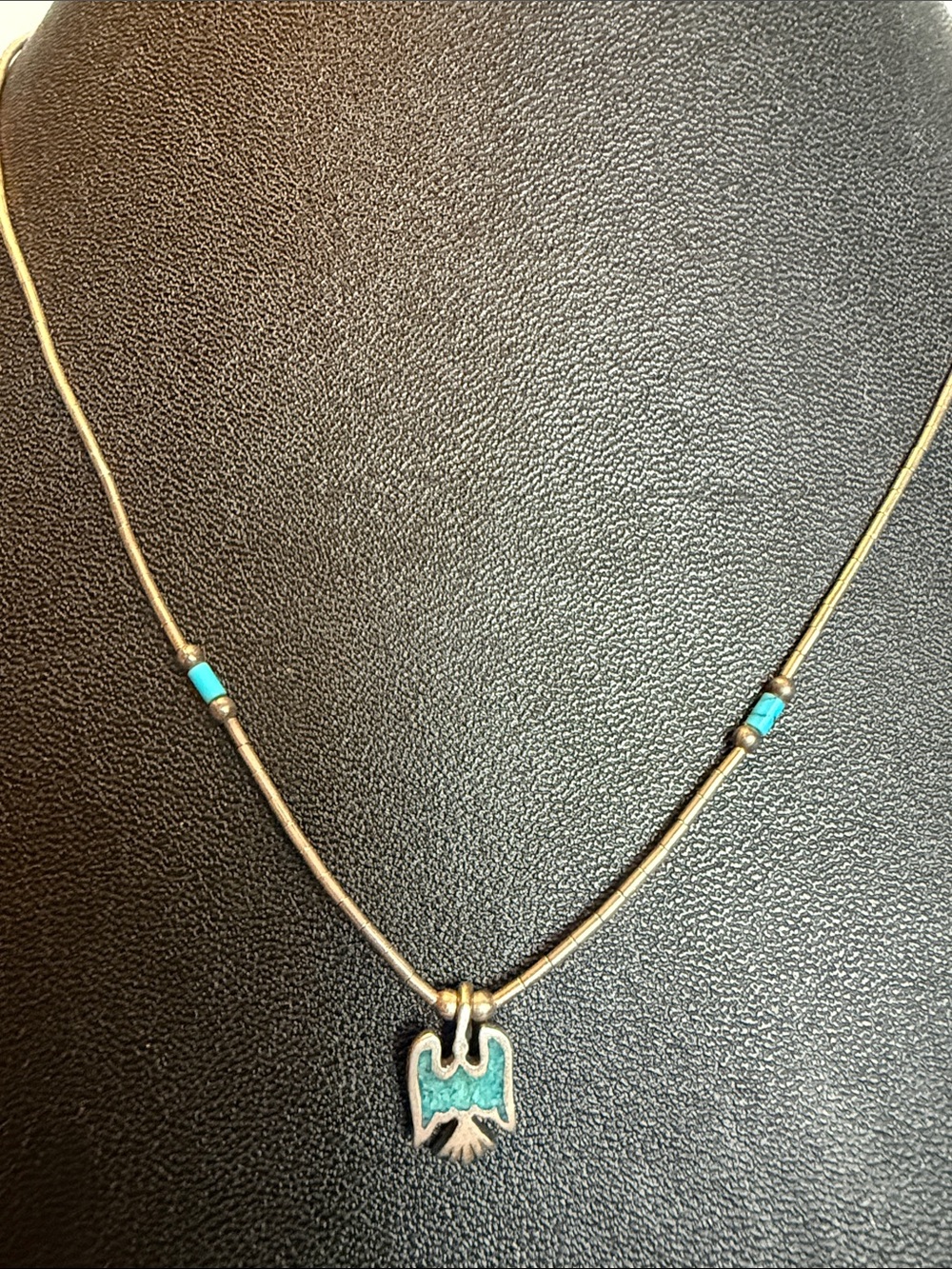Vintage Turquoise Accent Thunderbird Inlay Pendant Necklace - Women Jewelry